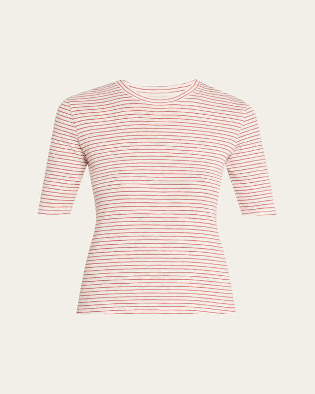 Stripe Elbow-Sleeve Top